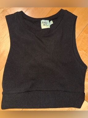 Princess Polly Black Ribbed Cropped Tank